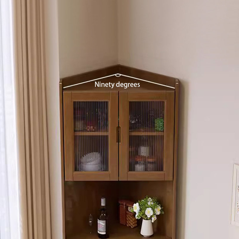 Armoire de coin noire en bois massif