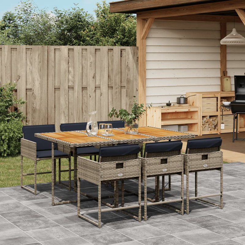  Garden Dining Set Grey And Brown, Gray, Navy Blue