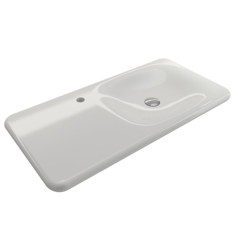 Lavabo de salle de bain rectangulaire à double fixation en argile réfractaire 35,5 po BOCCHI Fenice, Blanc
