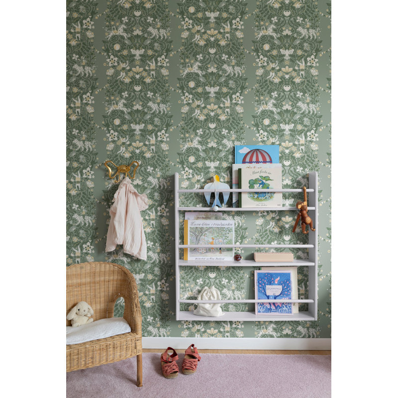 Galerie Resan Scandenavian Cirkus Foliage Wallpaper, Green