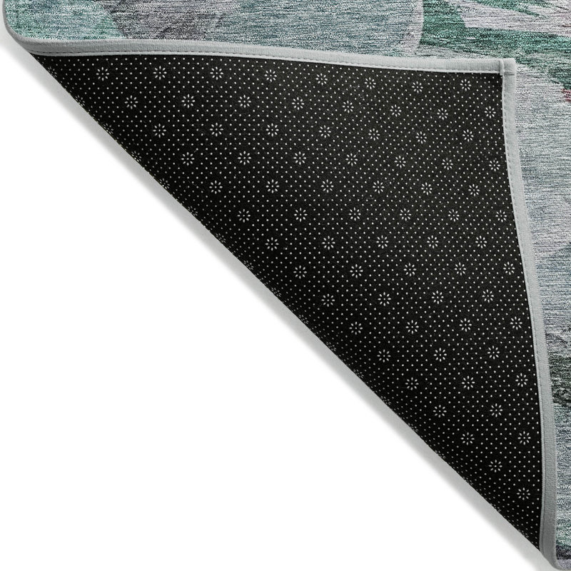 Teal 5' x 7' Washable Synthetic Rectangular Area Rug