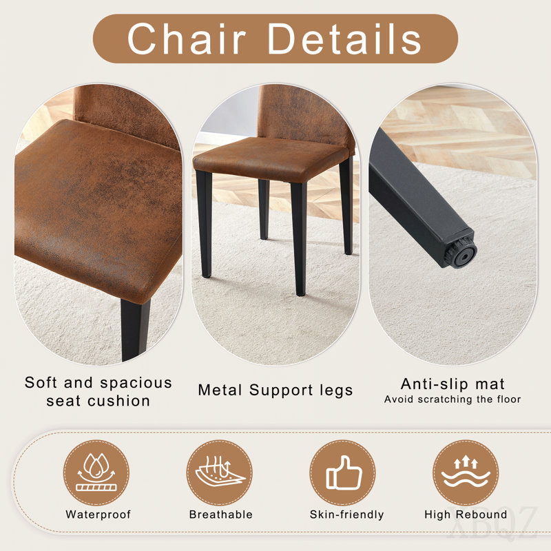 Table And Chair Set. 71 × 31.5 Inch Walnut Wood Grain Dining Table, Paired With A Set Of 8 Brown Technology Fabric Dining Chairs. 1 Table, 8 Chairs, Home Dining Table And Chair Combination.