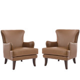 Brooklyn 28.9" Vegan Leather Wingback Accent Armchair (Set Of 2)