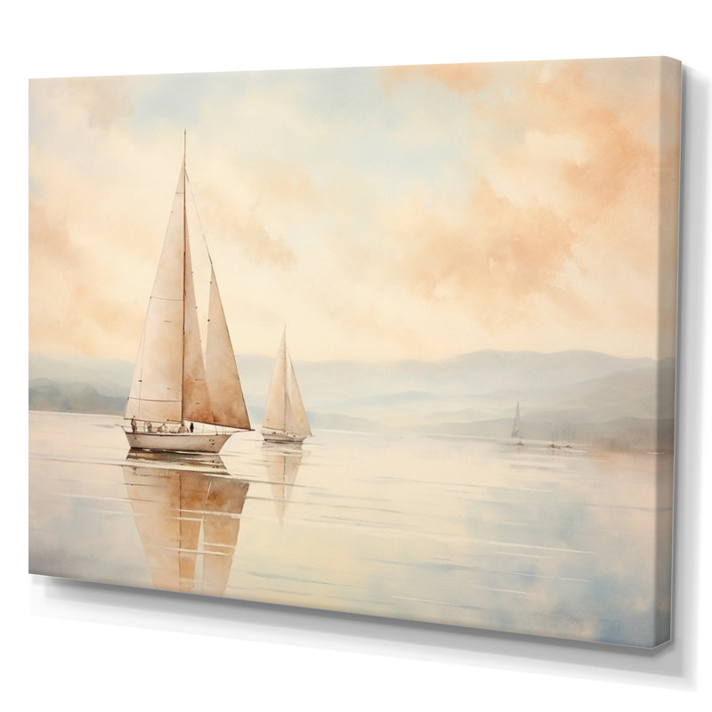 Ermanno minimalisme voilier serein I sur toile, H 34 po x l 44 po, Toile tendue