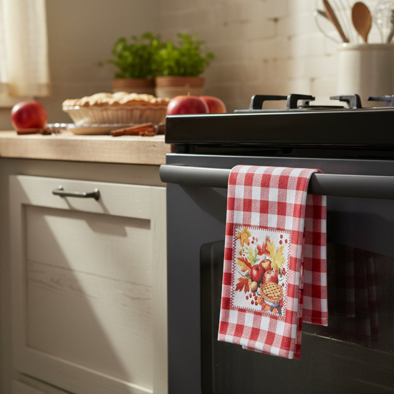 Ensemble de 6 essuie-tout en microfibre rouge, Rouge