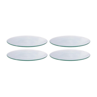 Glass Dinnerware dia.6" Round Textured Clear Glass Plate (Set of 4)