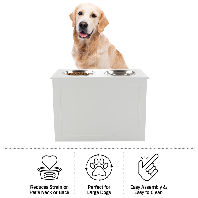 Elevated Dog Bowls With Storage - 16-inch-tall Feeding Tray With Hidden  Storage Space For Pet Supplies - 50oz Capacity Bowls By Petmaker (white) :  Target