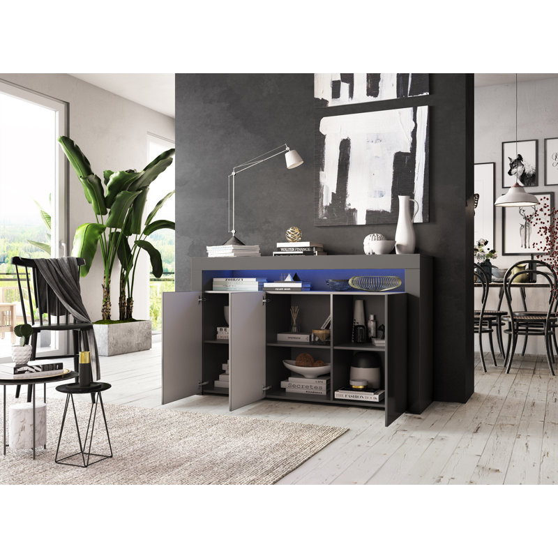 Dina 152cm Sideboard, Yes, Grey Matte/Grey High Gloss