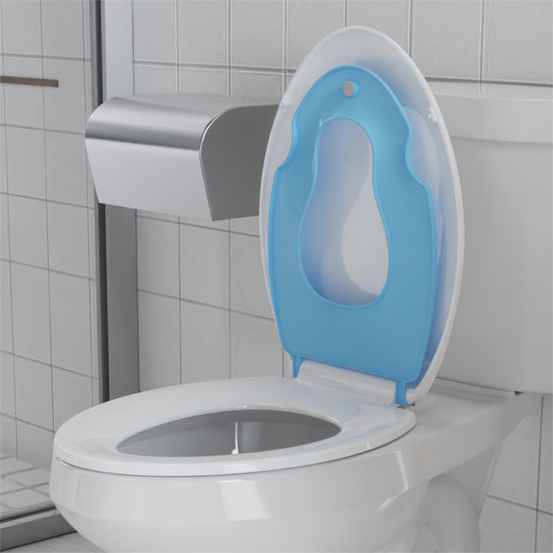Global Commercial Toilet Seat with Built-In Toddler Potty Training, Soft Close, Quick-Release Hinges, Fits Round & Elongated, Durable PP, Quiet Close - Commercial Grade