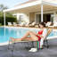 Outdoor Folding Lounge Chair With5-Level Adjustable Backrest And Tray Table