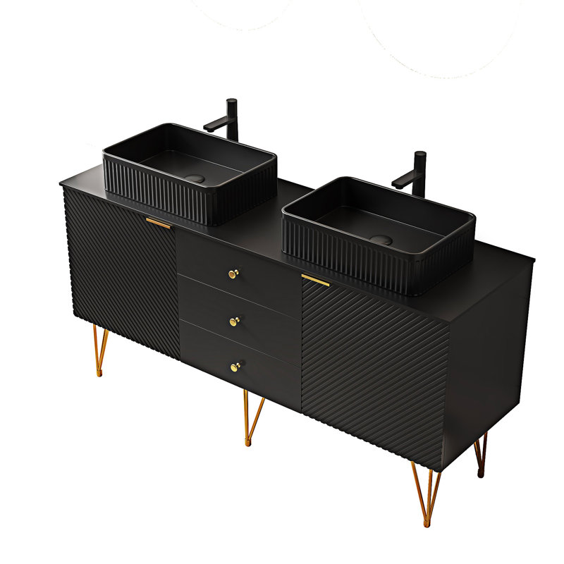 Meuble-lavabo autoportant avec lavabos