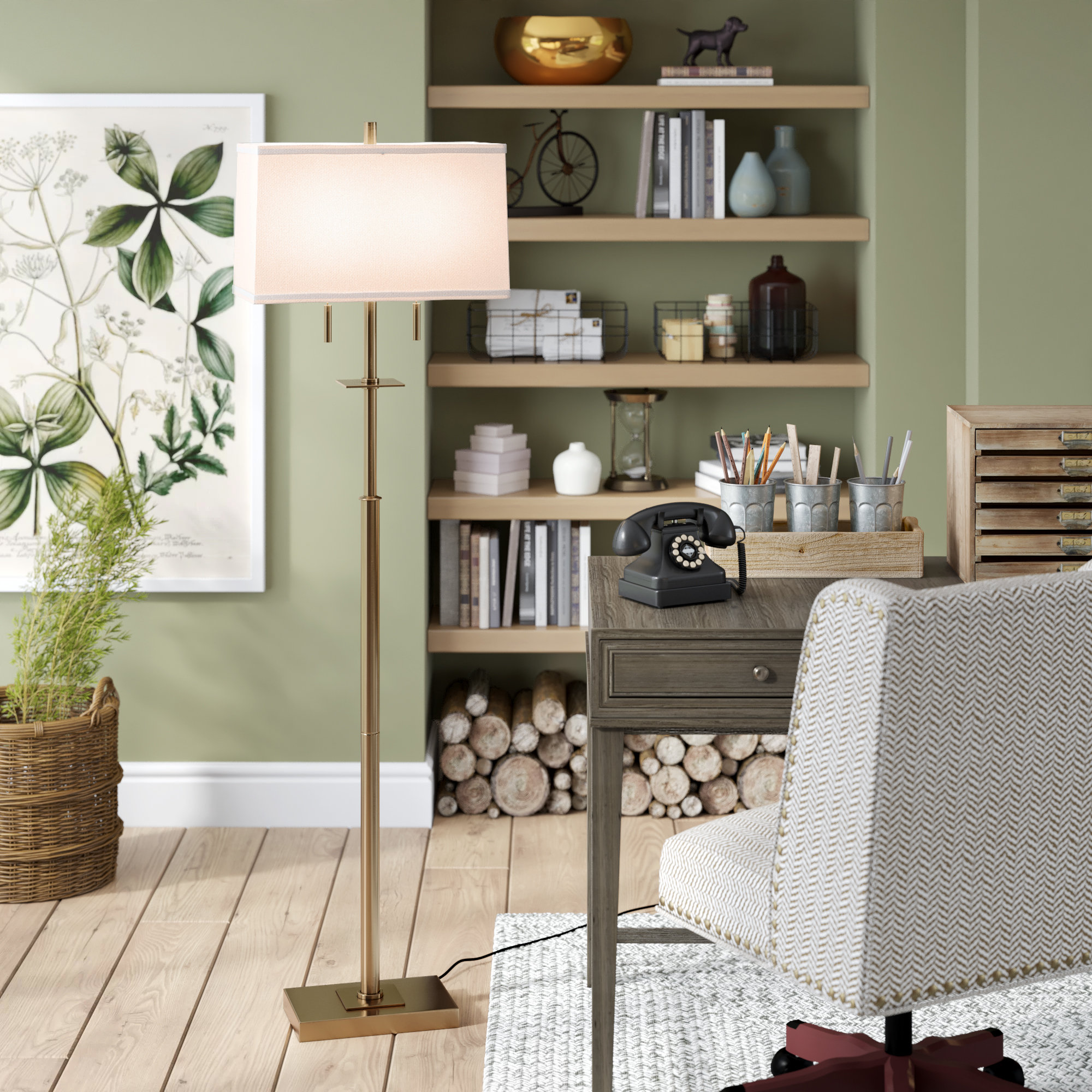 Mercer41 61.75'' Antique Brass Traditional Floor Lamp & Reviews ...
