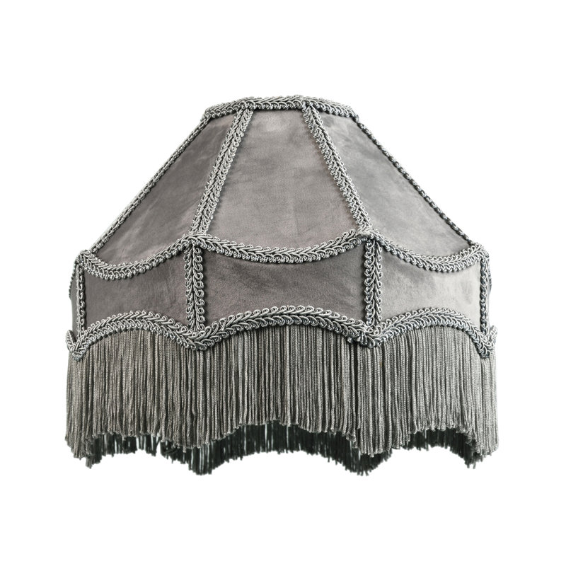19cm H Velvet Empire Lamp Shade ( No Direct Attachment Method ), Soft Dove Grey