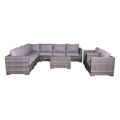 Kirkby Wicker Fully Assembled 8 - Person Seating Group with Cushions