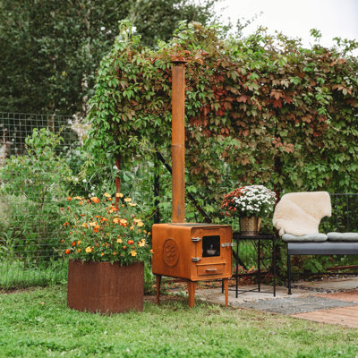 196Cm H Steel Wood Burning Outdoor Fireplace