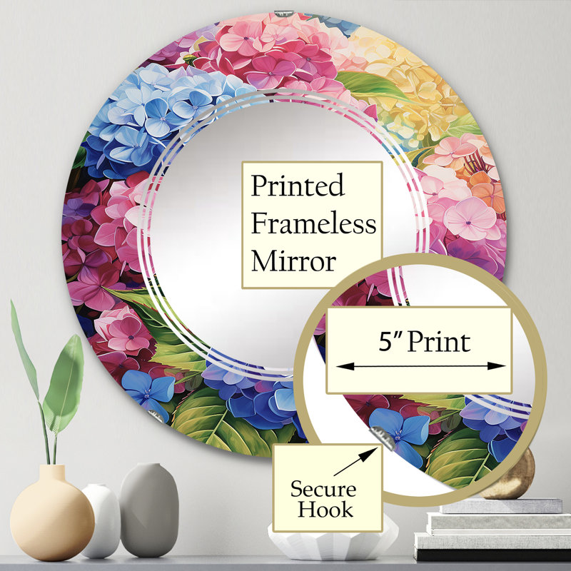 Avelot - Miroir mural floral rond, 24 po x 24 po