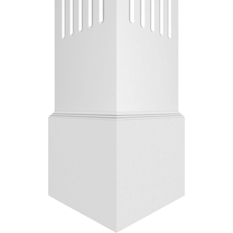 Colonne en PVC cannelée, carrée et couronnée Craftsman Classic, H 60 po x l 5,63 po, Standard standard et base