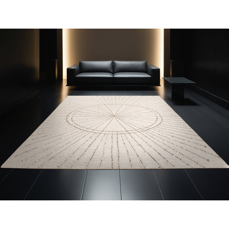 Soft Plush Everitt New Years Modern & Contemporary Abstract Area Rug in Beige – Beige Binding, 5x8