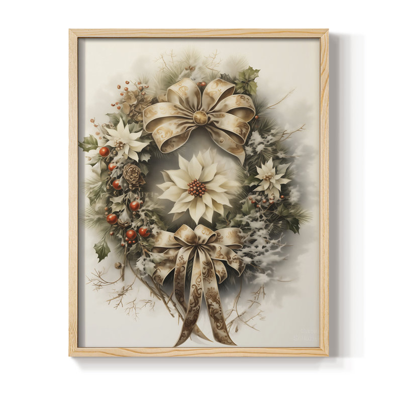 «Christmas Holiday Art», reproduction encadrée DLxxix - bois massif, H 11 po x l 9 po, Naturel