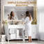 Meuble-lavabo de 91 cm avec lavabo, meuble de salle de bain moderne sur pied avec 2 tiroirs et portes doubles, lavabo simple blanc encastré, meuble sous-vasque