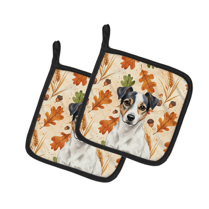 Paire de supports à casseroles blanc et noir Jack Russell Terrier Heirloom