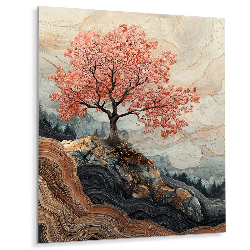 Fleur de cerisier, échos de Sakura I - art mural en métal, fleur de cerisier traditionnel, H 40 po x l 30 po