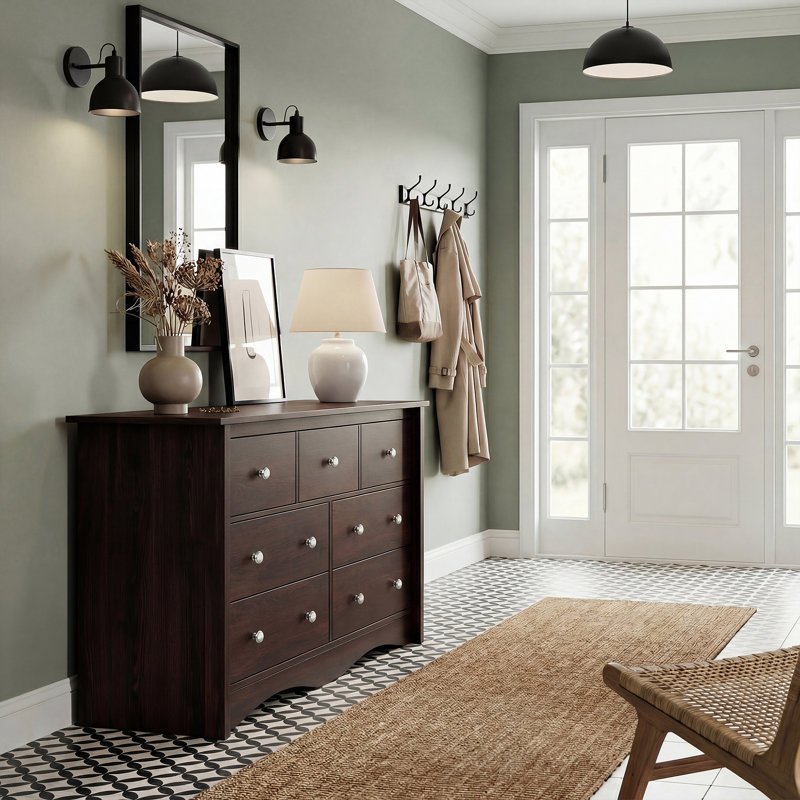 Commode à tiroirs moderne avec ensemble anti-basculement, grande commode en bois pour le rangement de la chambre à coucher ou du salon