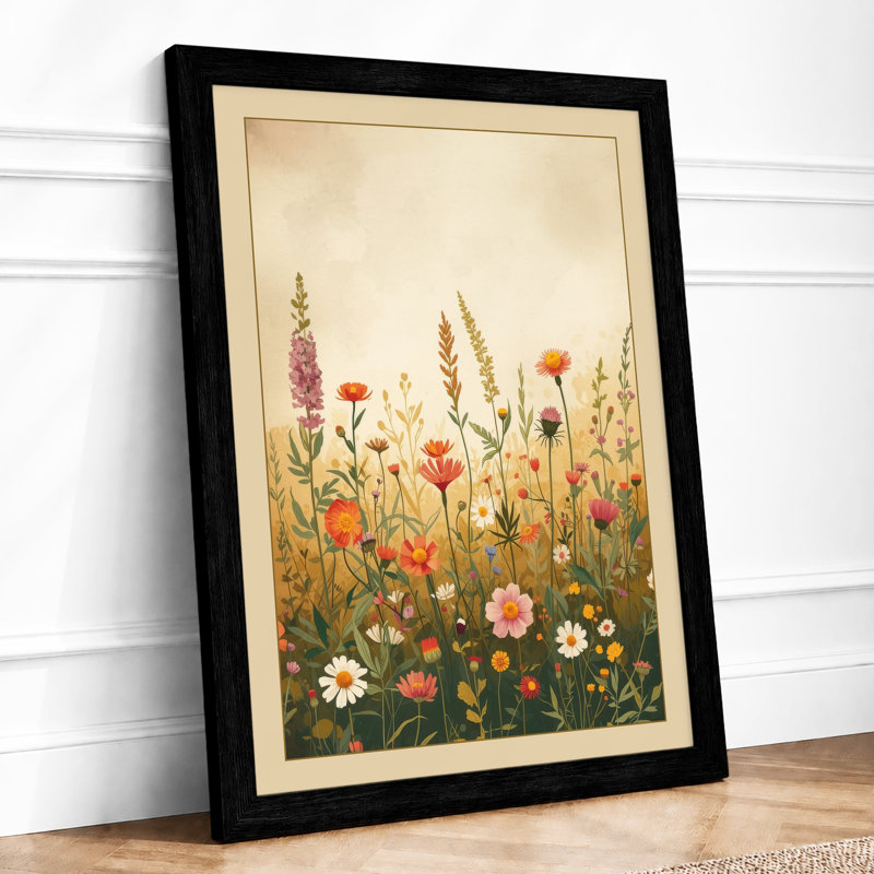 Wildflower Meadow Botanical - Framed Print, Black, A3 - 42.0 x 29.7 cm