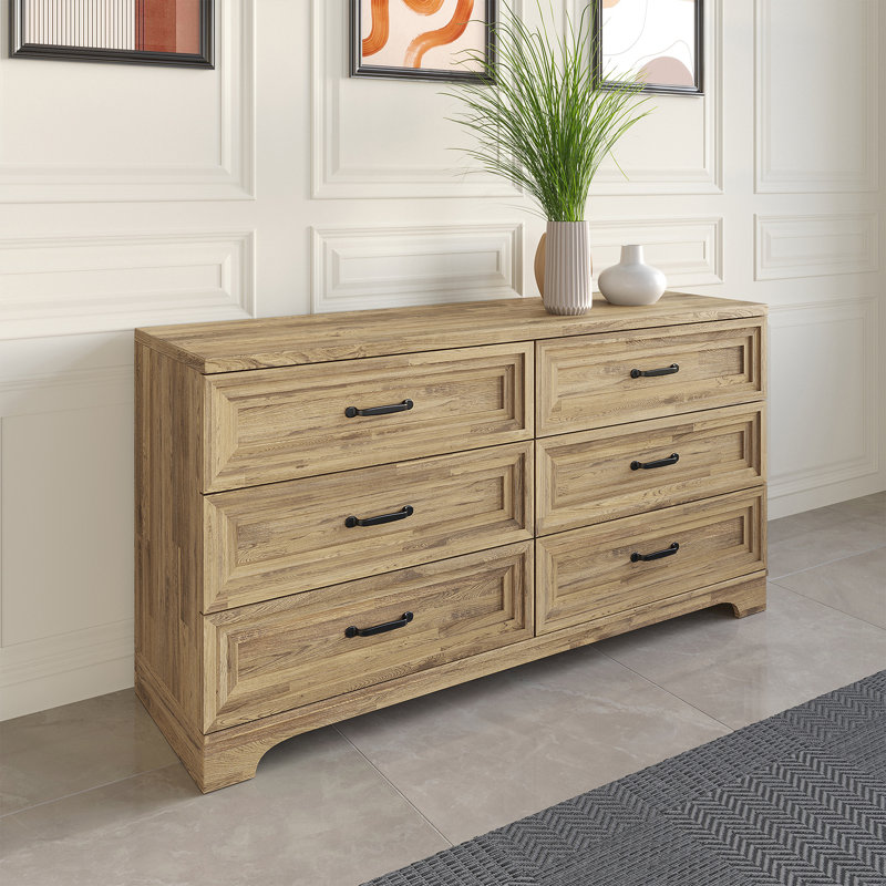 6 Drawers Dresser, Brown Oak