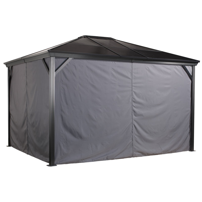 Gray Polyester Outdoor Gazebo Privacy Curtains