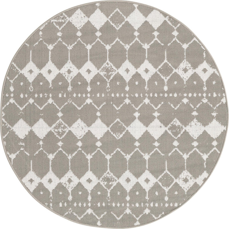 Geometric Indoor / Outdoor Rug, Round 4'