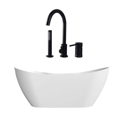 60'' x 28.38'' Freestanding Soaking Acrylic Bathtub with Faucet