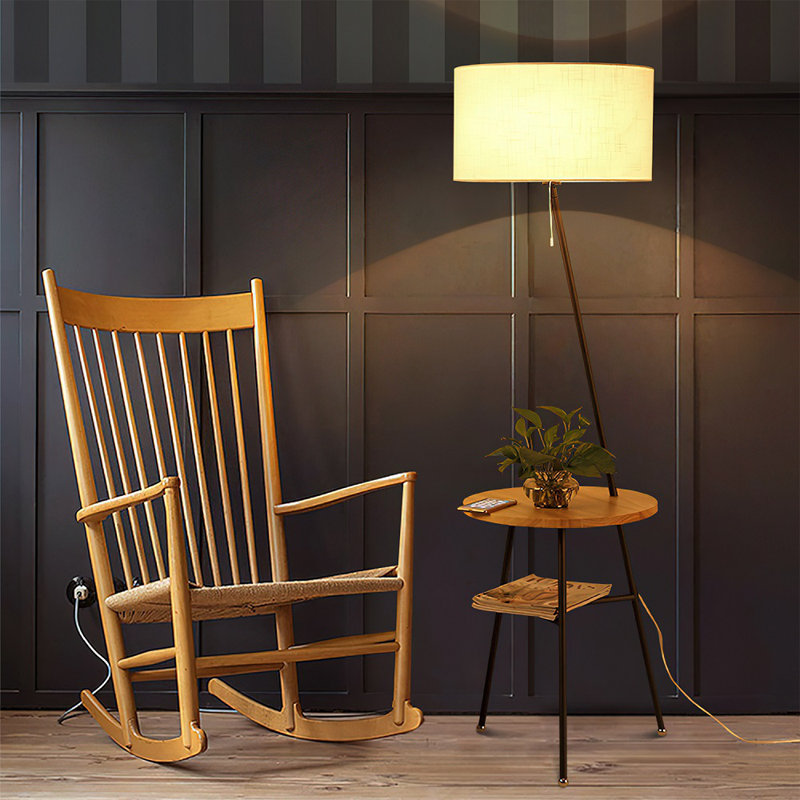Hallandale 62.99'' Tray Table Floor Lamp, Wood