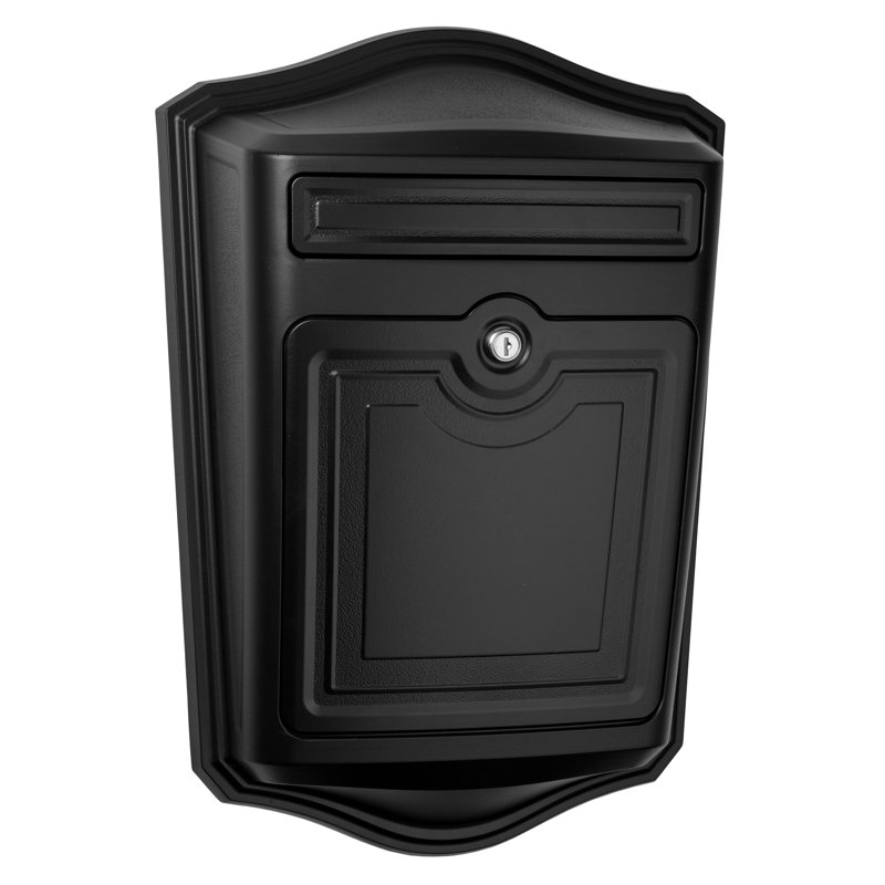 Boîte aux lettres murale verrouillable en fonte d'aluminium Maison Noir, Noir