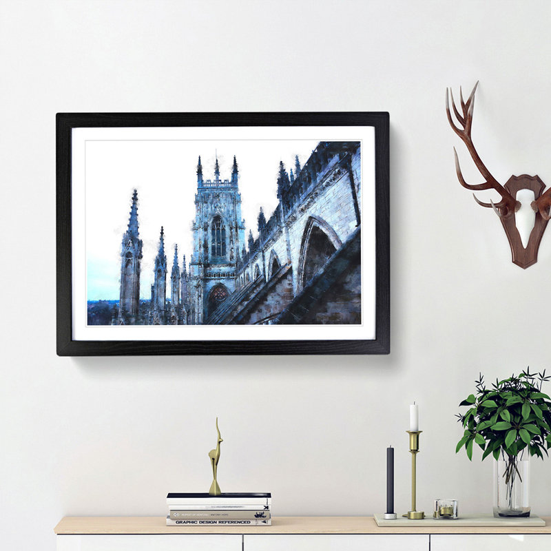 York Minster - Picture Frame Painting Print, 36cm H x 48cm W x 2cm D, Black Framed