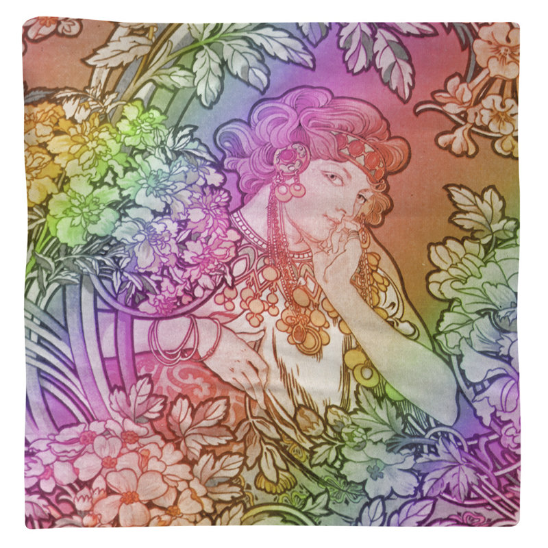 Serviette de coton 10 po alphonse mucha, Arc-en-ciel