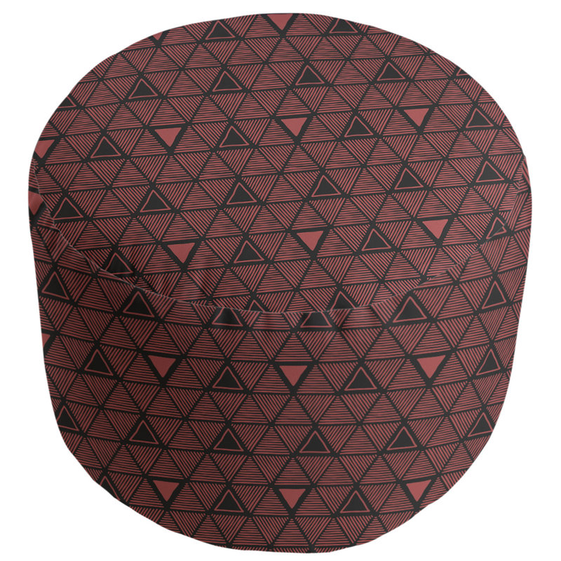 Upholstered Pouf, Dark Red