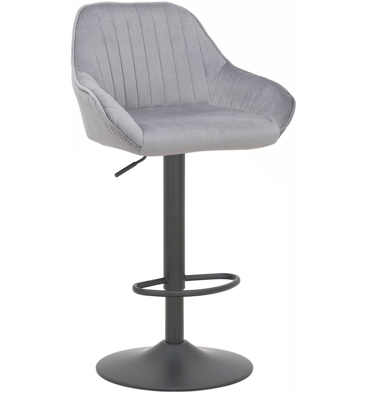 Kenery Swivel Upholstered Adjustable Height Counter Stool with Metal Frame, Grey