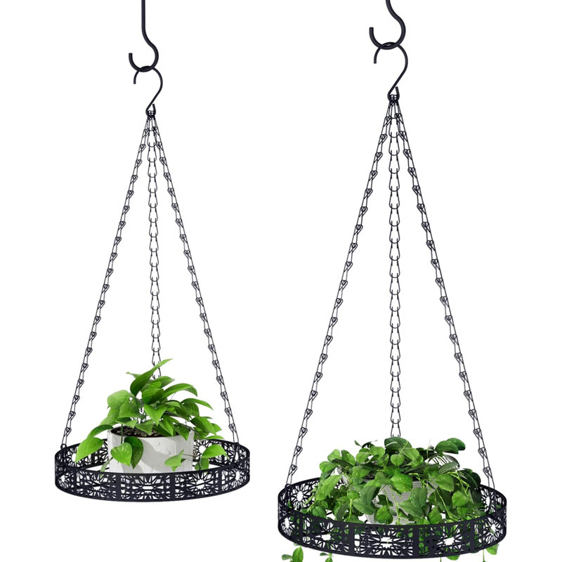 Ensemble de 2 pots à fleurs suspendus en métal Rishu