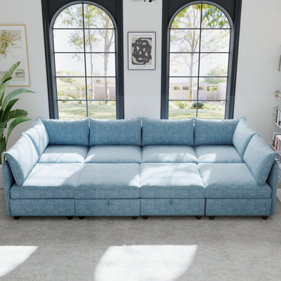 Modular Sectional Sofa, Convertible Sofa Seat With Storage, Sleeper Sectional Sofa Set, Fabric Flexible Modular Combinations for Living Room