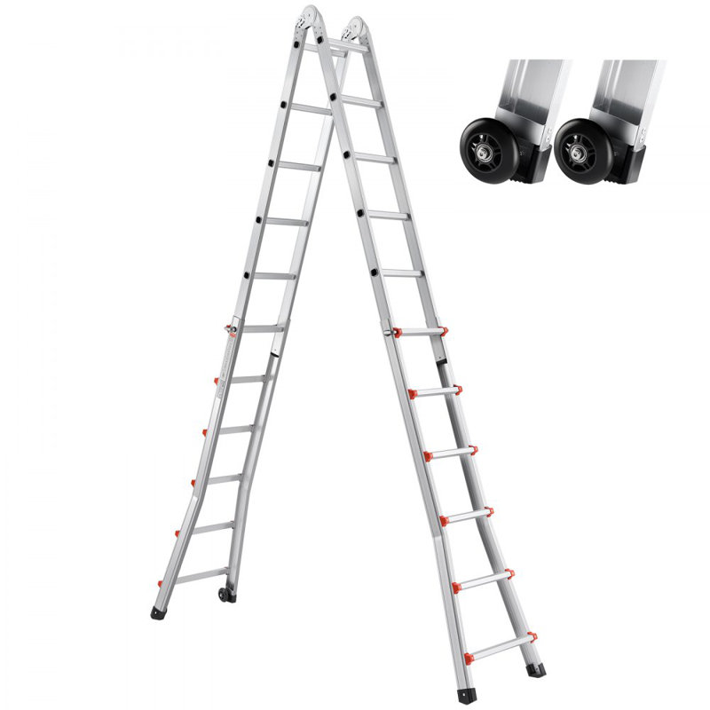Aluminium Lightweight Folding Extension Ladder, 677.8cm, 624.8cm