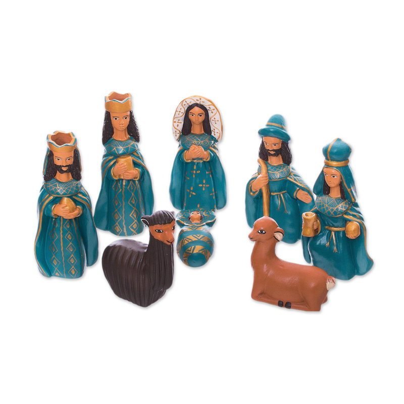 Ensemble de crèche en céramique à arrivée 8 pièces jesus