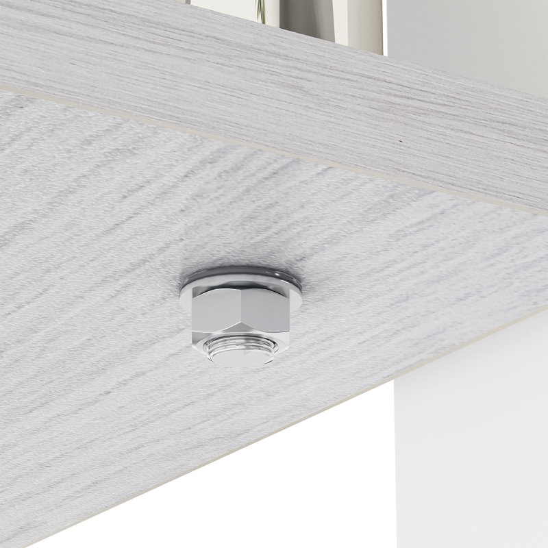 Table basse Arebella, table de salon, table basse rectangulaire avec rangement, Blanc, Gris
