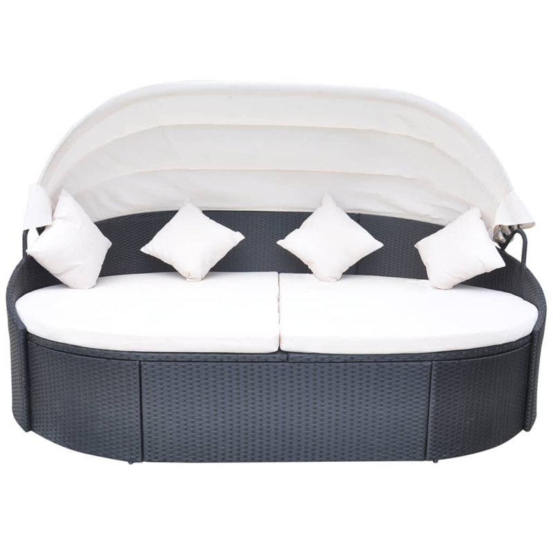 Iggy 78.7" Wide Rectangle Patio Daybed with Cushions, Black