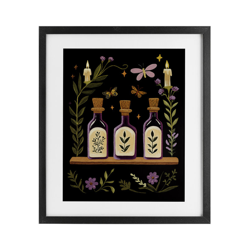 Tablette victorienne d'apothicaire encadrée sous verre, design par Yen, Cadre noir minuit, 21" H x 17" W