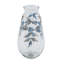 Vase rond en verre transparent avec motifs botaniques bleus et dorés