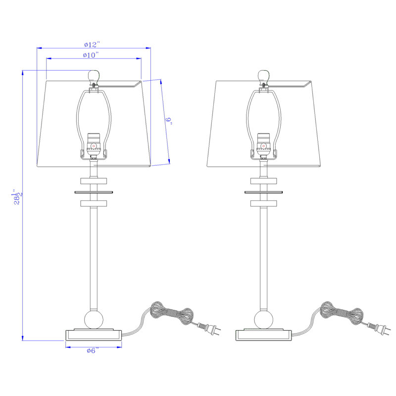 Metal Table Lamp, Brushed Steel, White