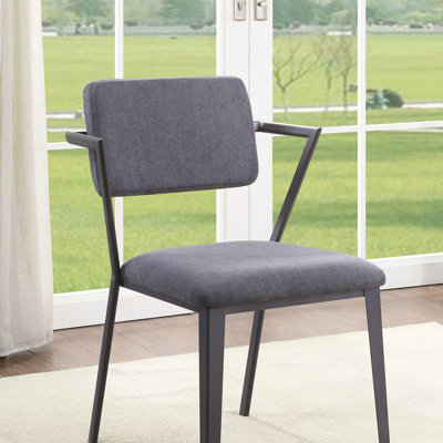Ensemble de 2 chaises de salle à manger en tissu gris et finition bronze industriel