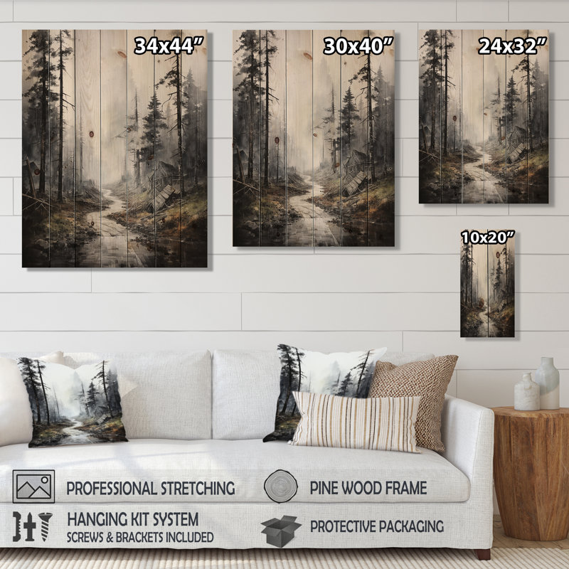 Panneaux de décoration murale en bois Izora - Paysages, H 32 po x l 24 po