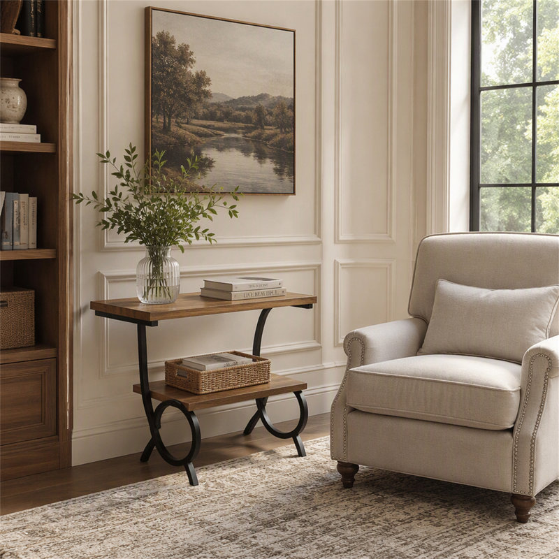 Tribesigns 2-Tier End Table, J-Shaped Side Table for Living Room